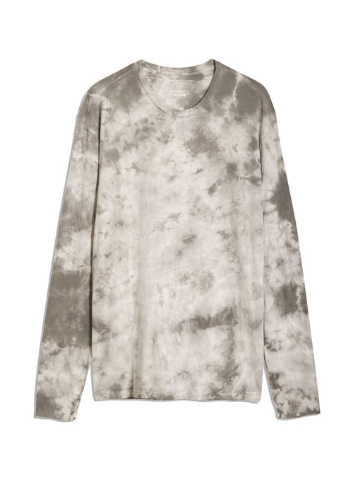 Camiseta gris de manga larga y cuello redondo en algodón orgánico / elastano - MAJESTIC FILATURES