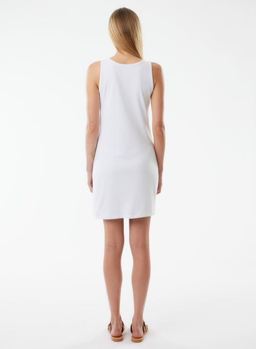 White Sleeveless Round Neck Dress - MAJESTIC FILATURES