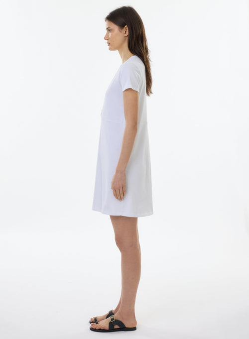 White Dress Short Sleeves V Neck - MAJESTIC FILATURES