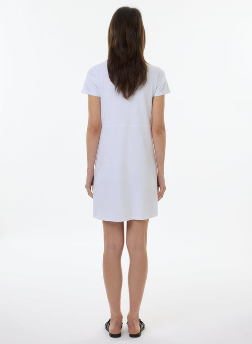 White Dress Short Sleeves V Neck - MAJESTIC FILATURES
