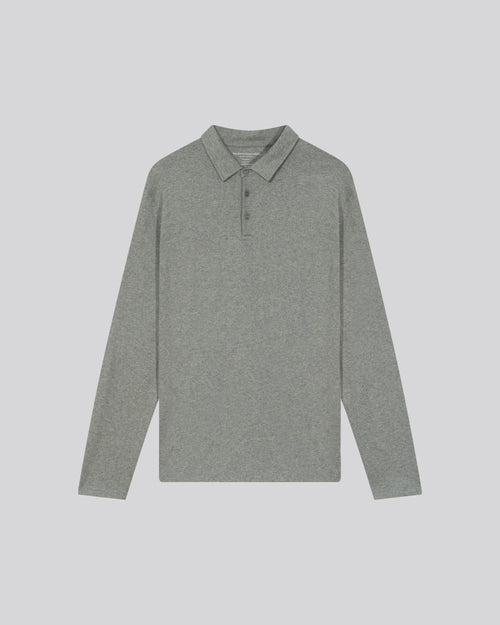 Polo Gris Polo Manches Longues en Coton organique - MAJESTIC FILATURES