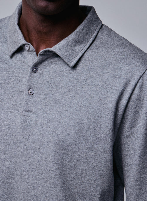 Polo Gris Polo Manches Longues en Coton organique - MAJESTIC FILATURES