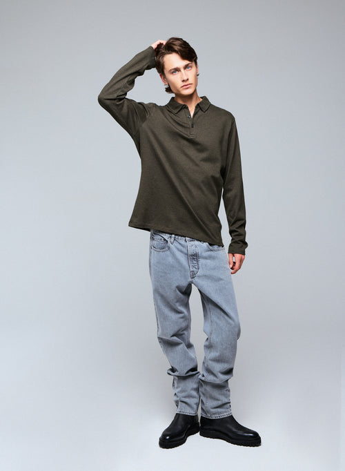 Polo Vert Polo Manches Longues en Coton organique - MAJESTIC FILATURES