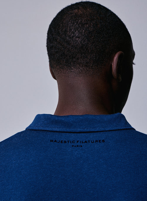 Polo Bleu Polo Manches Longues en Coton organique - MAJESTIC FILATURES