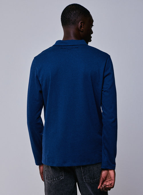 Polo Bleu Polo Manches Longues en Coton organique - MAJESTIC FILATURES