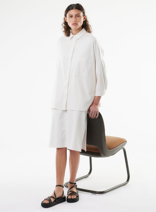 Chemise Blanche Manches 3/4 en Coton organique - MAJESTIC FILATURES