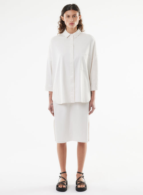 Chemise Blanche Manches 3/4 en Coton organique - MAJESTIC FILATURES