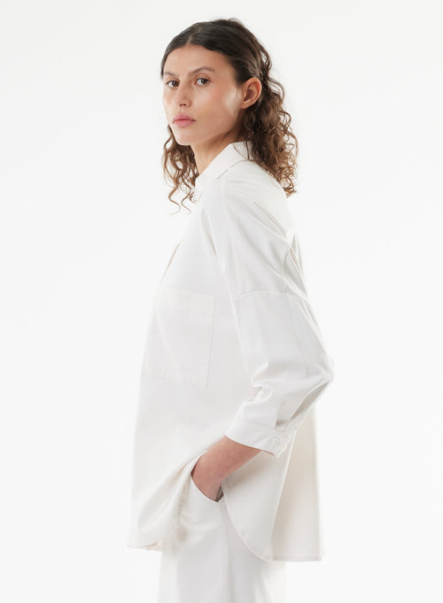 Chemise Blanche Manches 3/4 en Coton organique - MAJESTIC FILATURES