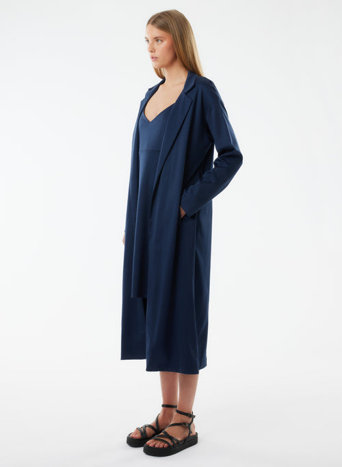 Marineblauer langärmeliger Mantel aus Bio-Baumwolle - MAJESTIC FILATURES