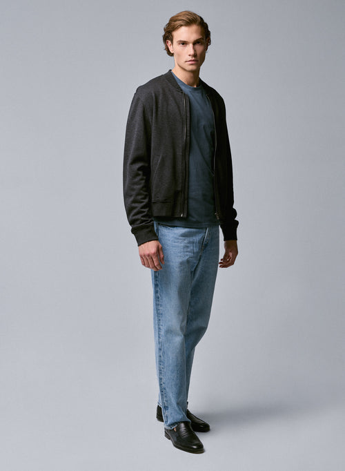 Gilet Gris Col Rond Manches Longues en Lyocel, Tencel / Coton organique - MAJESTIC FILATURES