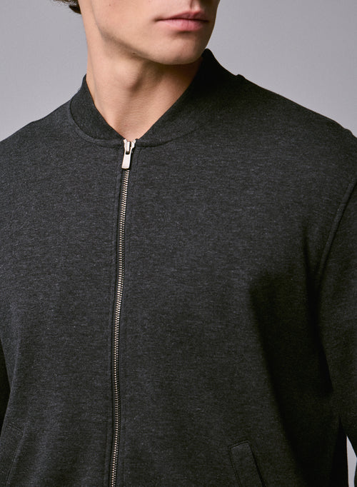 Gilet Gris Col Rond Manches Longues en Lyocel, Tencel / Coton organique - MAJESTIC FILATURES