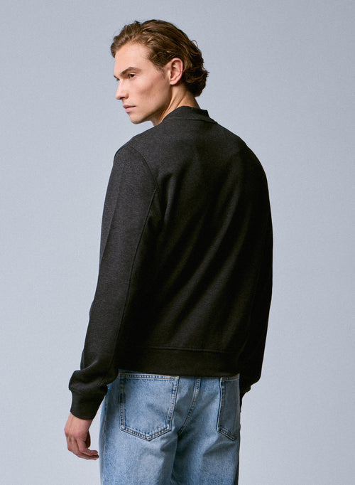 Gilet Gris Col Rond Manches Longues en Lyocel, Tencel / Coton organique - MAJESTIC FILATURES