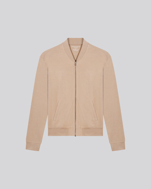 Gilet Beige Col Rond Manches Longues en Lyocel, Tencel / Coton organique - MAJESTIC FILATURES