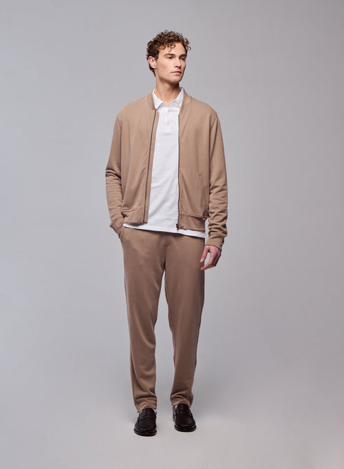 Gilet Beige Col Rond Manches Longues en Lyocel, Tencel / Coton organique - MAJESTIC FILATURES