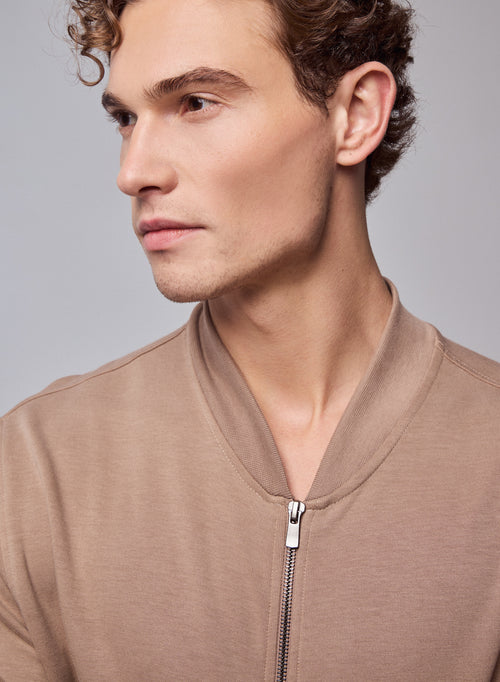 Gilet Beige Col Rond Manches Longues en Lyocel, Tencel / Coton organique - MAJESTIC FILATURES