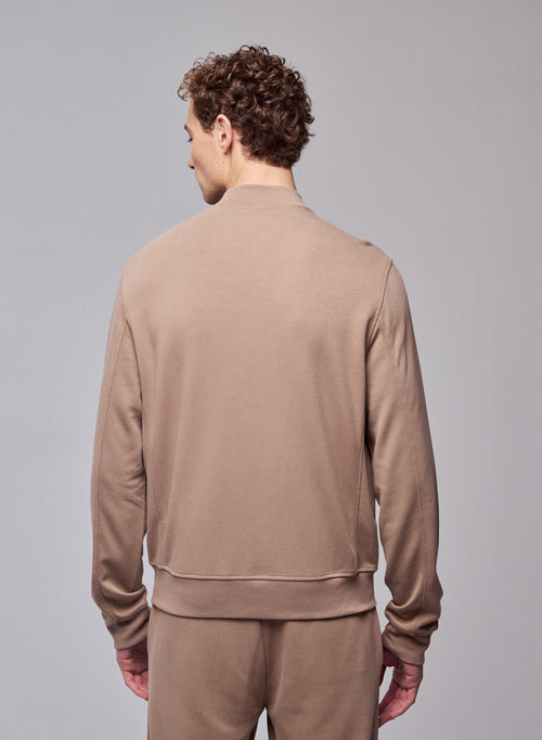 Gilet Beige Col Rond Manches Longues en Lyocel, Tencel / Coton organique - MAJESTIC FILATURES