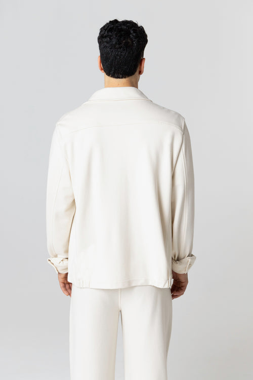 Veste Blanche Col Veste Manches Longues en Lyocel, Tencel / Coton Organique - MAJESTIC FILATURES