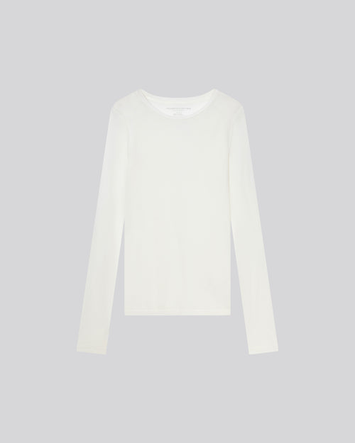 Camiseta blanca de manga larga con cuello redondo en viscosa / cachemira - MAJESTIC FILATURES