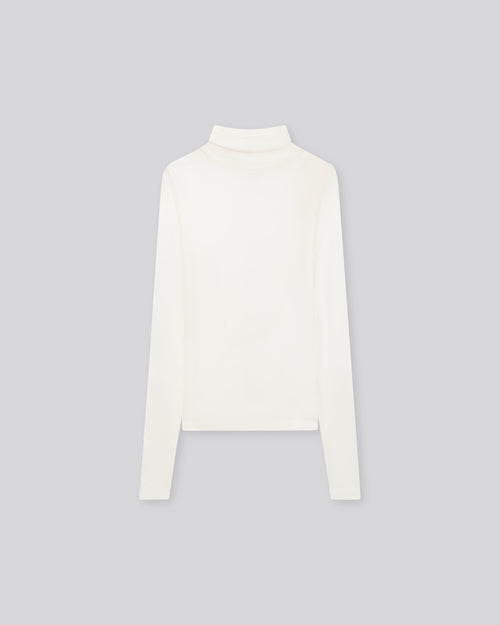Weißes langärmeliges Rollkragen-T-Shirt aus Viskose / Kaschmir - MAJESTIC FILATURES
