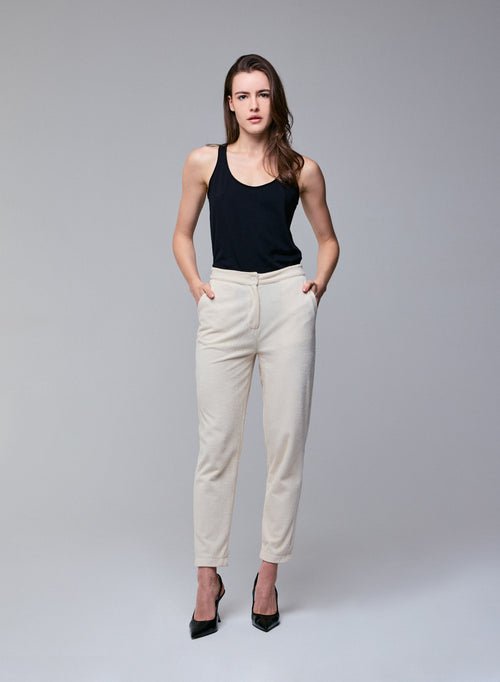 Pantalon Blanc en Coton Organique / Polyester - MAJESTIC FILATURES