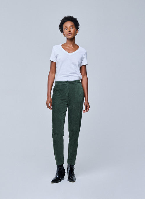 Pantalon Vert en Coton Organique / Polyester - MAJESTIC FILATURES