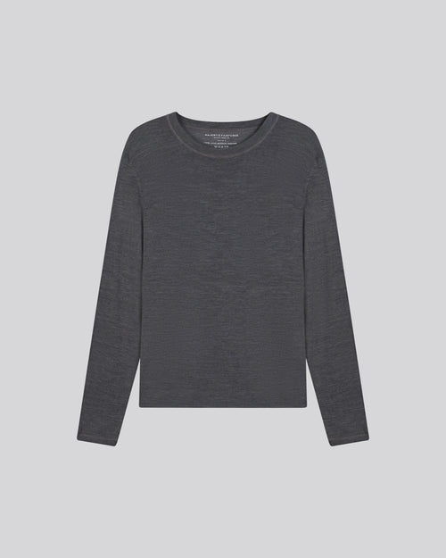 Pull Gris Col Rond Manches Longues en Laine merinos - MAJESTIC FILATURES