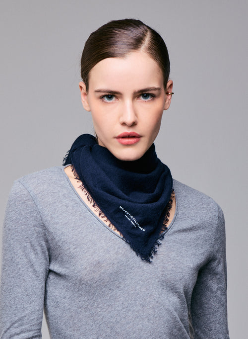 Pañuelo azul marino de cachemira - MAJESTIC FILATURES