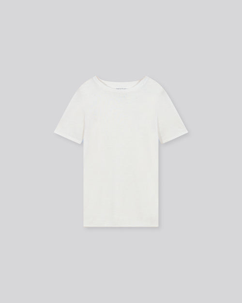 White Round Neck Short Sleeves T-shirt in Cashmere - MAJESTIC FILATURES