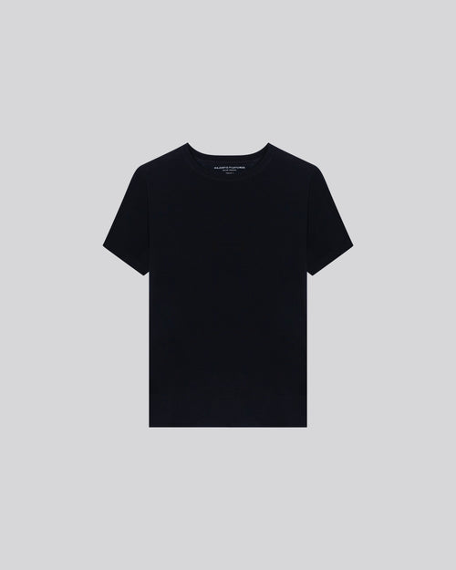 Black Round Neck Short Sleeve Cashmere T-Shirt - MAJESTIC FILATURES