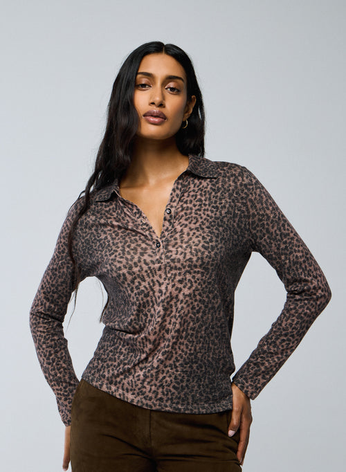 Pink polo shirt Long sleeve polo shirt in cotton cashmere WOMEN