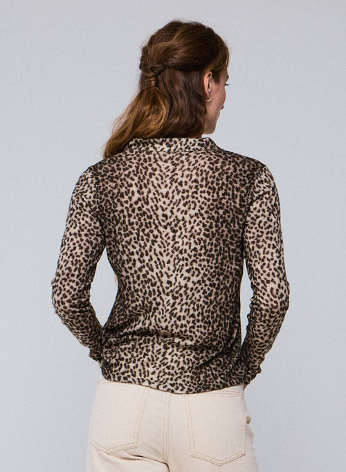 Beige Polo Shirt Long Sleeve Cotton / Cashmere Polo Shirt - MAJESTIC FILATURES