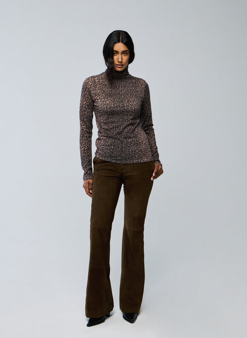 Rosa langärmeliges Rollkragen-T-Shirt aus Bio-Baumwolle / Kaschmir - MAJESTIC FILATURES