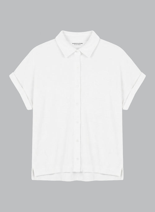 Sleeveless Collared Shirt in Organic Cotton / Polyamide in Milk - MAJESTIC FILATURES