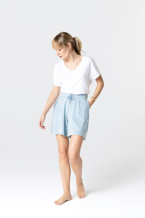 Light blue shorts made of organic cotton / polyamide - MAJESTIC FILATURES