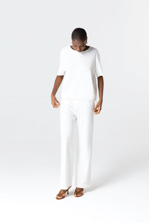 Milk Sleeveless Round Neck T-Shirt in Organic Cotton / Polyamide - MAJESTIC FILATURES