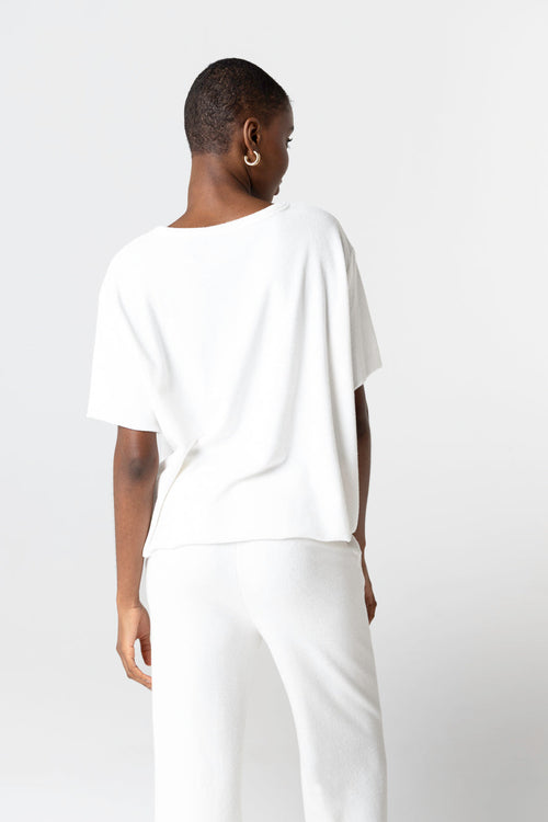 Milk Sleeveless Round Neck T-Shirt in Organic Cotton / Polyamide - MAJESTIC FILATURES