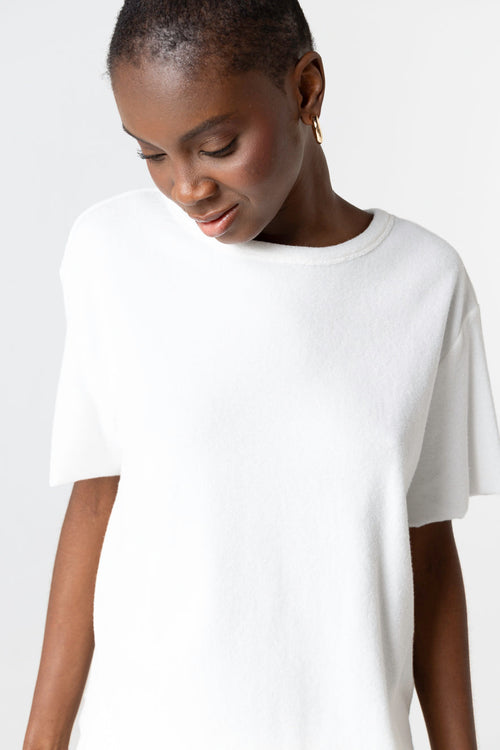Milk Sleeveless Round Neck T-Shirt in Organic Cotton / Polyamide - MAJESTIC FILATURES