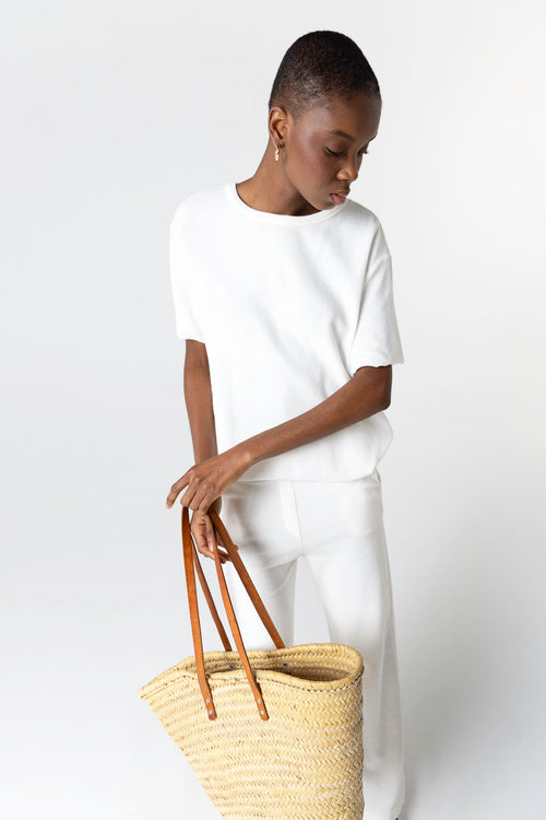 Milk Sleeveless Round Neck T-Shirt in Organic Cotton / Polyamide - MAJESTIC FILATURES