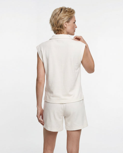Ärmelloses Polo-Shirt aus Bio-Baumwolle/Polyamid in Weiß - MAJESTIC FILATURES