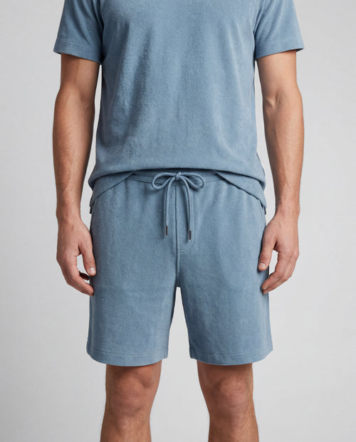 Organic Cotton / Polyamide Shorts in Blue Calanques - MAJESTIC FILATURES