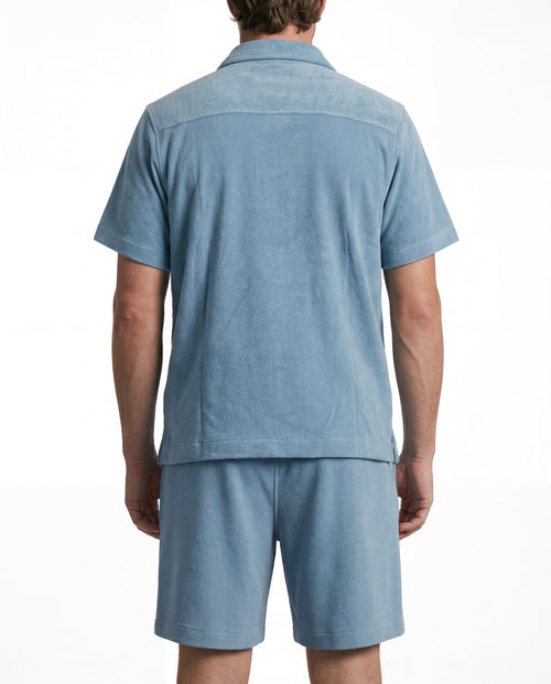 Shorts Bleu Calanques en Coton Organique / Polyamide - MAJESTIC FILATURES