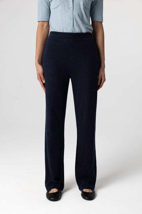 Hose aus Baumwolle / Leinen / Bio-Baumwolle in Marineblau - MAJESTIC FILATURES