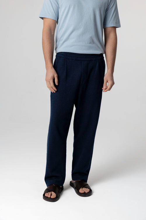 Navy Pants in Cotton / Linen / Organic Cotton - MAJESTIC FILATURES