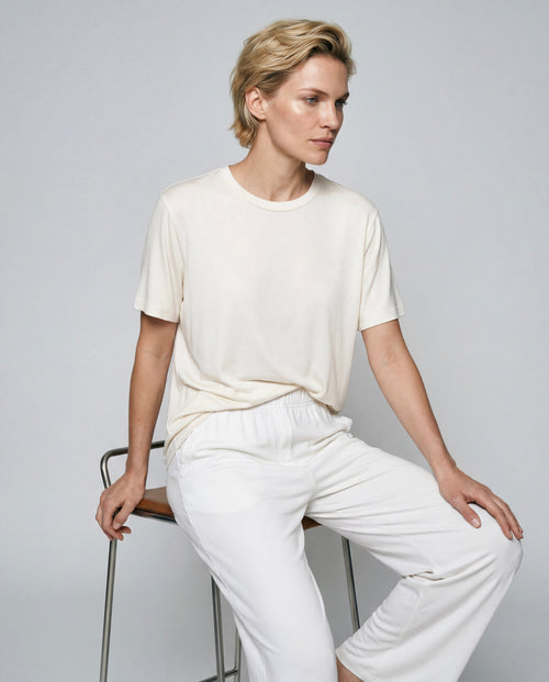 T-shirt Milk Col Rond Manches Courtes en Coton organique / Soie - MAJESTIC FILATURES