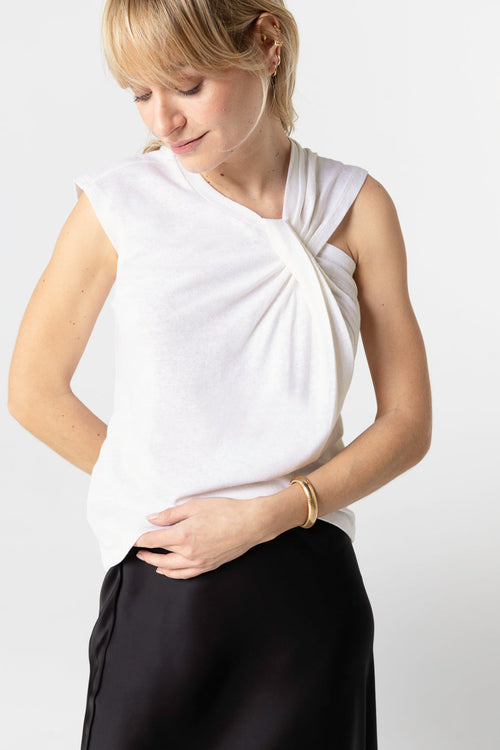 Débardeur Milk Col Noué Sans Manches en Coton / Lin - MAJESTIC FILATURES