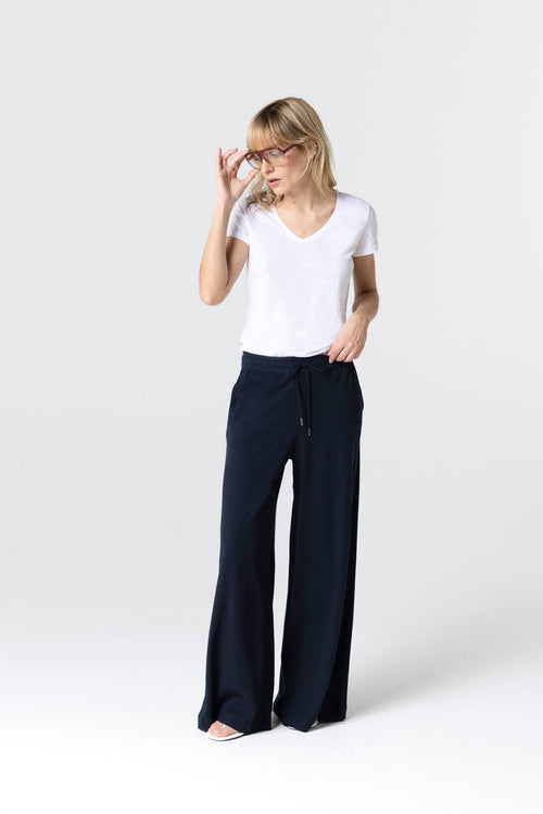 Pantalon Marine en Coton / Lin - MAJESTIC FILATURES