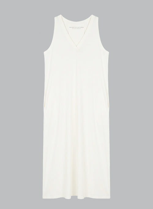 Robe Milk Col V Sans Manches en Coton / Lin - MAJESTIC FILATURES