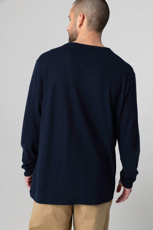 Tunisien Marine Manches Longues en Coton / Lin - MAJESTIC FILATURES