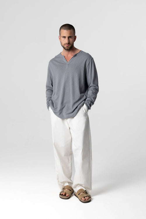 Tunisien Gris Manches Longues en Coton / Lin - MAJESTIC FILATURES