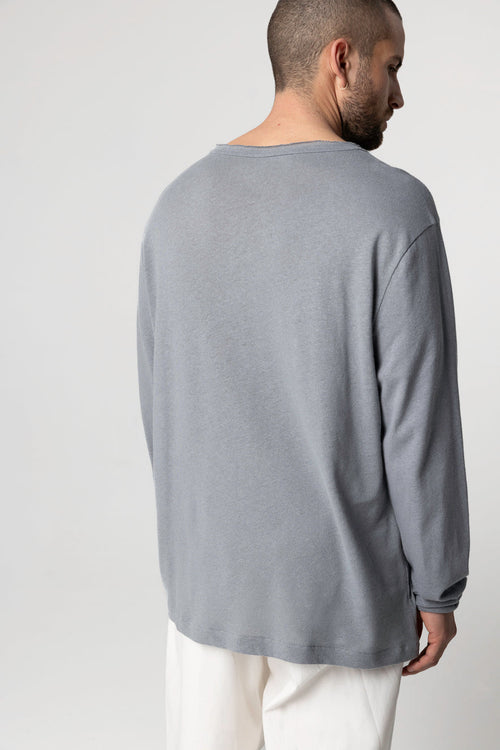 Tunisien Gris Manches Longues en Coton / Lin - MAJESTIC FILATURES